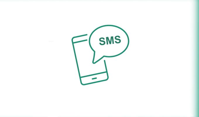 ikona przedstawiający smartfon z komiksową chmurką i napisem SMS