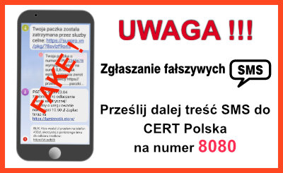 Obrazek uwaga zgłaszanie fałszywych smsów